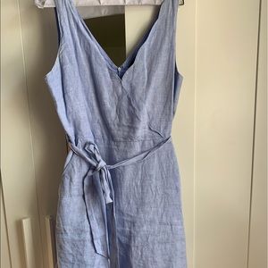Tahari 100% linen dress light blue